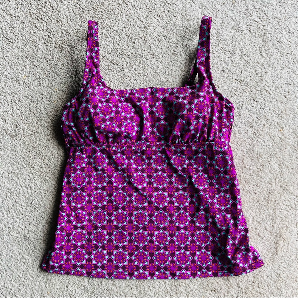 Lands' End Pink Patterned Bikini Top